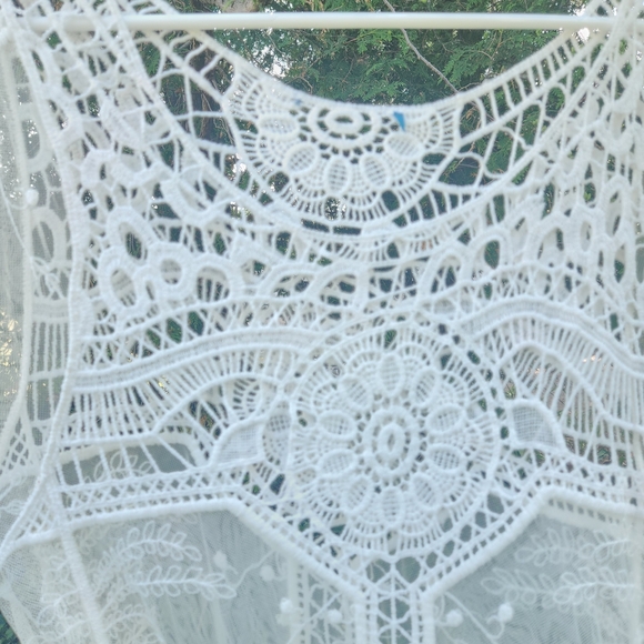 Bohemian 2 Pice White Crochet Style Lace Dress And Tunuc/top - Picture 5 of 13